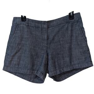 J. Crew Factory Blue Chambray 100% Cotton Preppy Chino Shorts Size 8